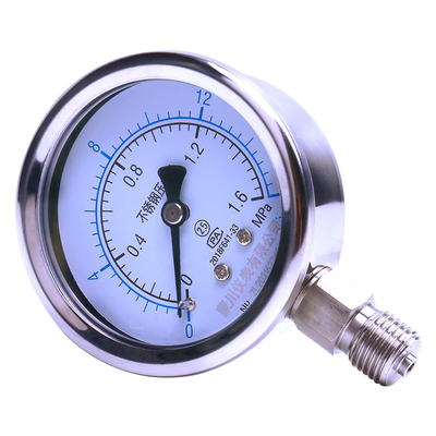 Wasserdruckmesser, Edelstahlgehäuse Vakuumdruckmesser Genauigkeitsstufe 2,5  für Öldruck für Hydraulikdruck (0~0,6 MPa)
